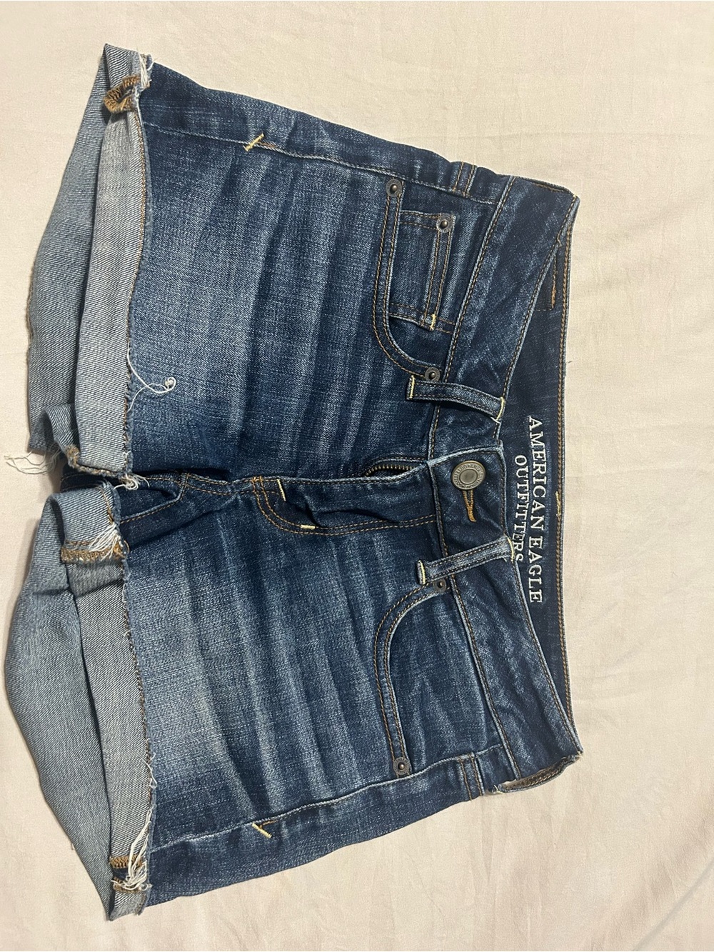 American Eagle Outfitters Women's Dark Blue Denim Cutoff Shorts